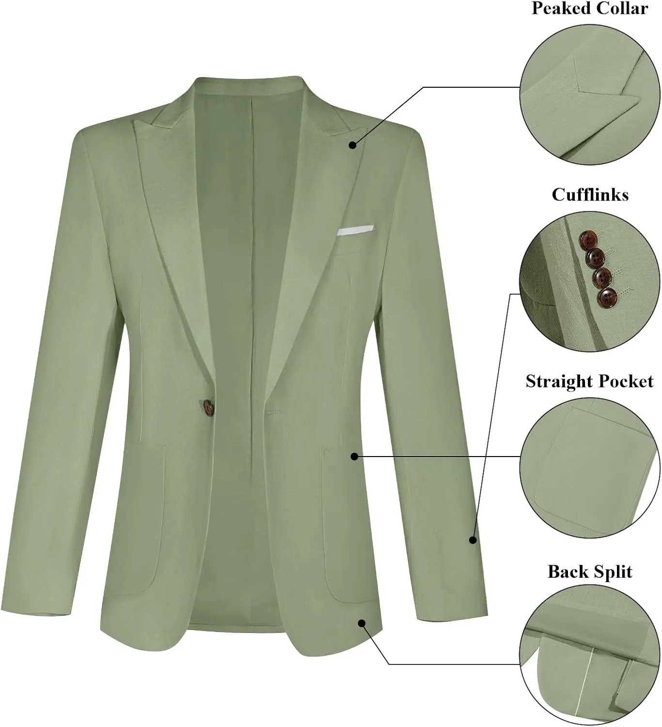 Linen Men Suit Set Casual Tuxedo 2 Piece Regular Fit Blazer One Button Solid Jacket and Pants for Prom Wedding Party
