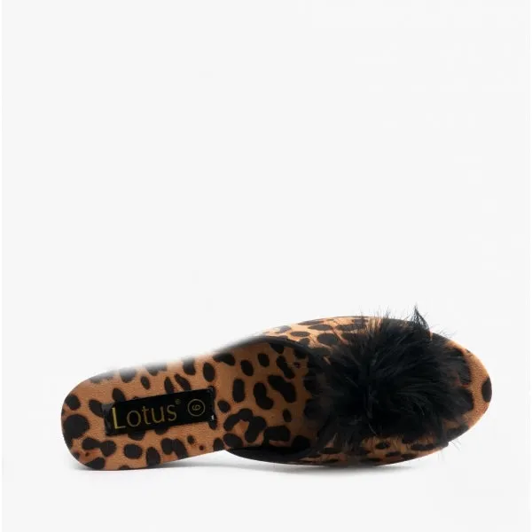 Lotus ALLURE Womens Mule Slippers Leopard