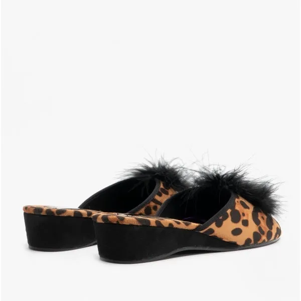 Lotus ALLURE Womens Mule Slippers Leopard
