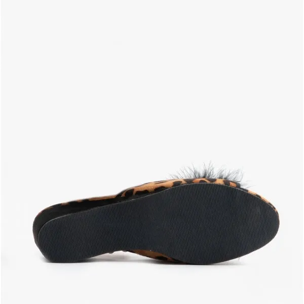 Lotus ALLURE Womens Mule Slippers Leopard