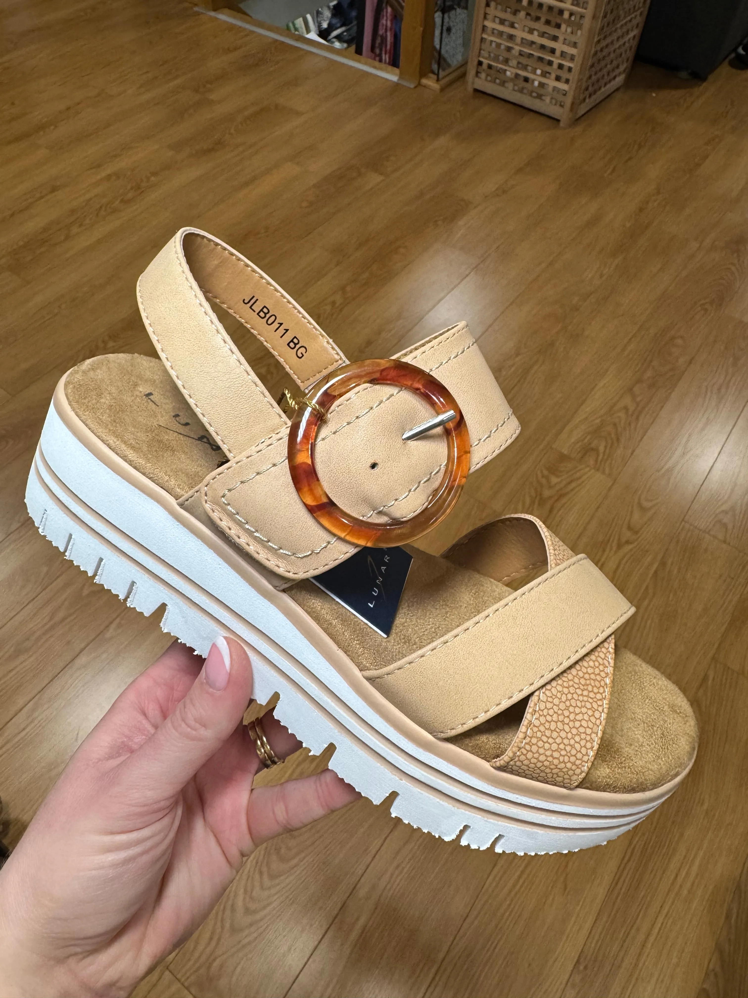 Lunar Elise Beige Velcro Sandal