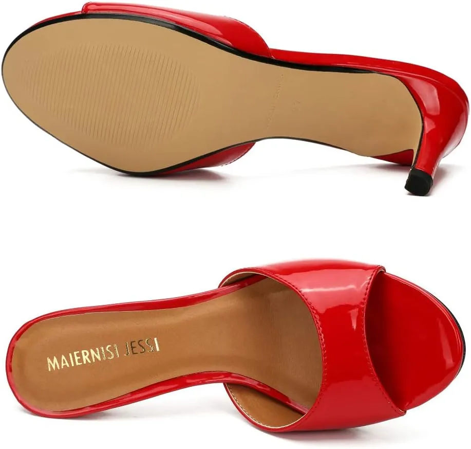 MAIERNISI JESSI Unisex Men's Women's Kitten Heel Mules Slide Slip On Dress Sandals