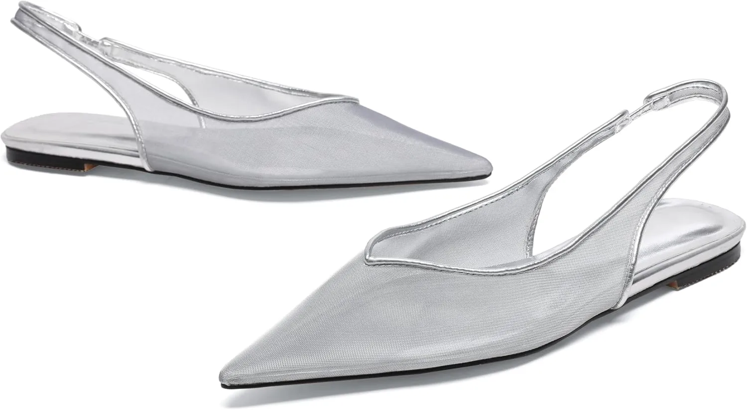 Mesh Flats for Women Pointed Toe Slingback Flats Slip On Casual Work Ballet Flats
