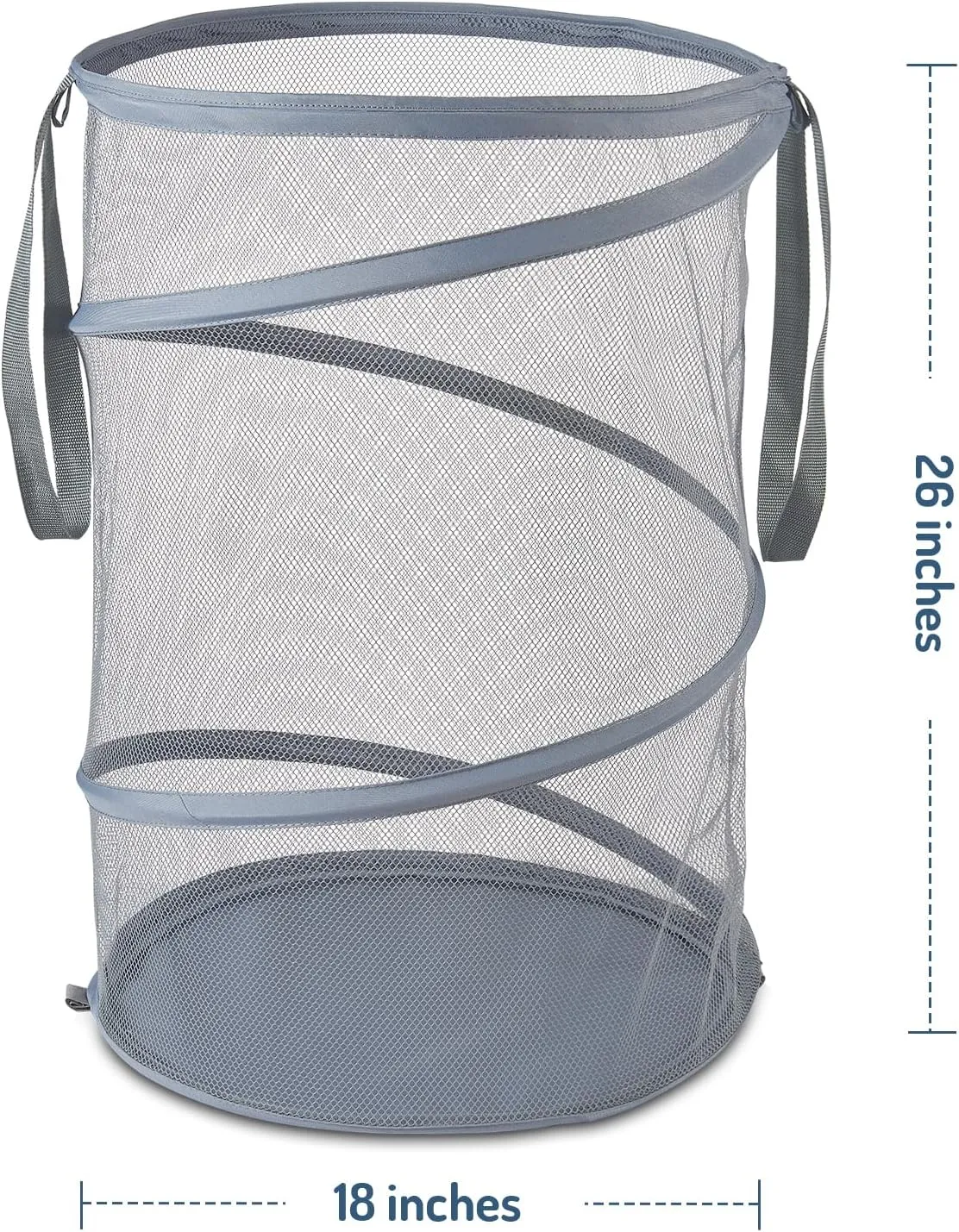 Mesh Popup Laundry Hamper 115L Collapsible Laundry Basket Extra Large Capacity Foldable Clothing Storage Basket with Handles 26 H x 18 W x 18 L (Gray)