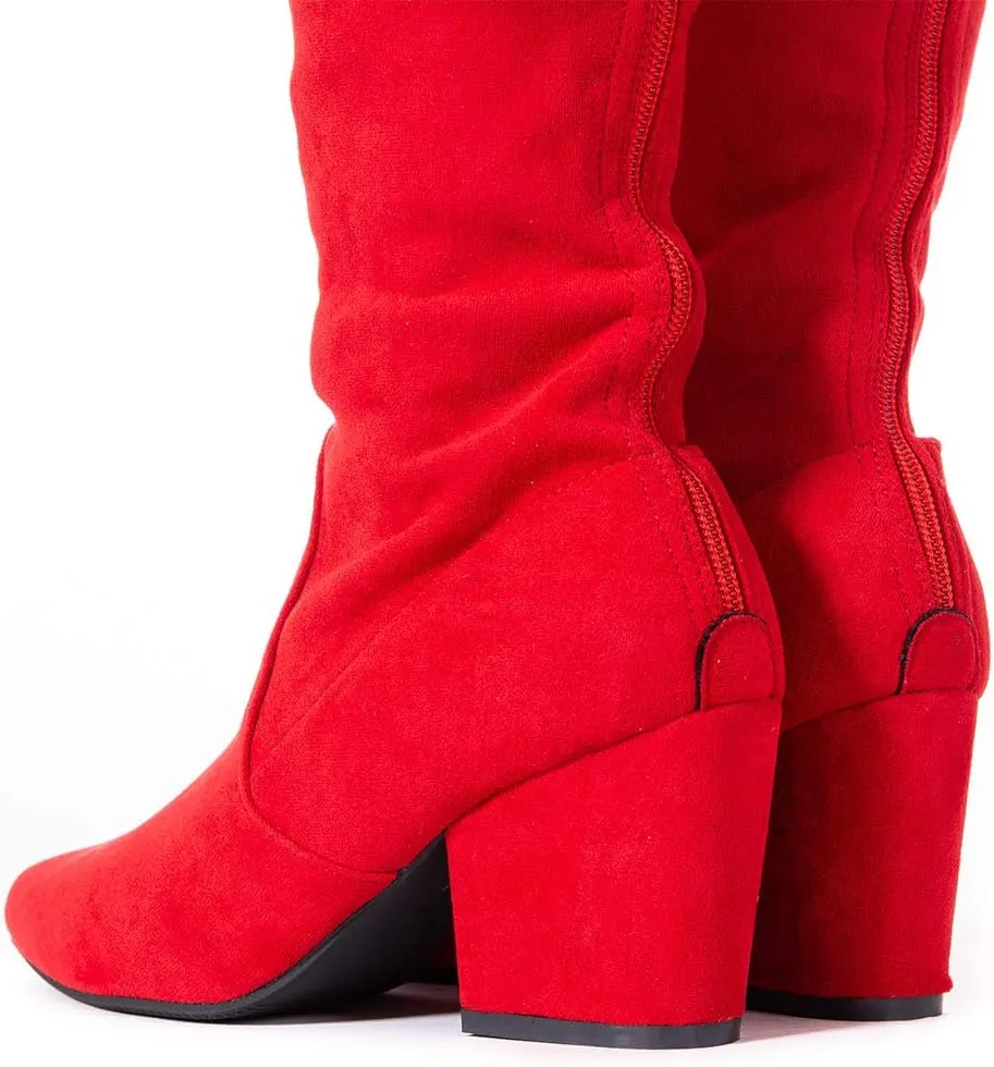 N.N.G Women Over the Knee Boots Thigh High Suede Block Winter Low Above Flat Long OTK Comfort Pointed toe