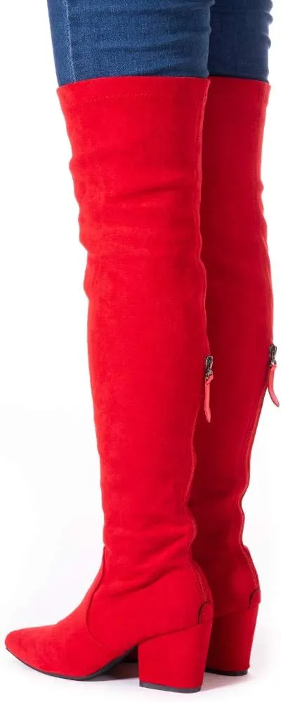 N.N.G Women Over the Knee Boots Thigh High Suede Block Winter Low Above Flat Long OTK Comfort Pointed toe