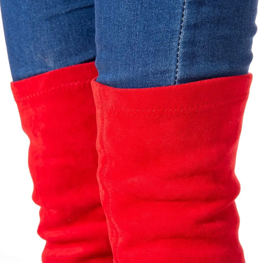 N.N.G Women Over the Knee Boots Thigh High Suede Block Winter Low Above Flat Long OTK Comfort Pointed toe