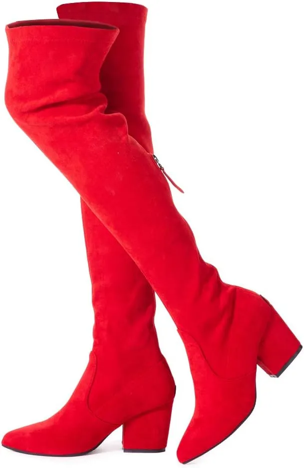 N.N.G Women Over the Knee Boots Thigh High Suede Block Winter Low Above Flat Long OTK Comfort Pointed toe