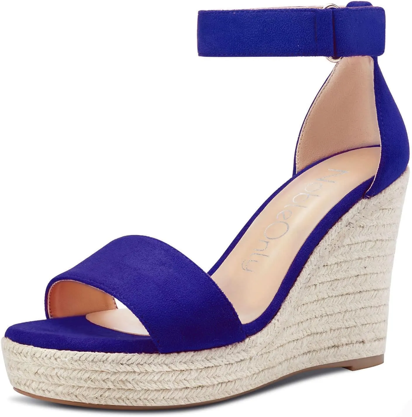 NobleOnly Womens High Heels Platform Wedge Sandals Ankle-Strap Peep-Toe Sandal Plus Shoes 10CM Heel