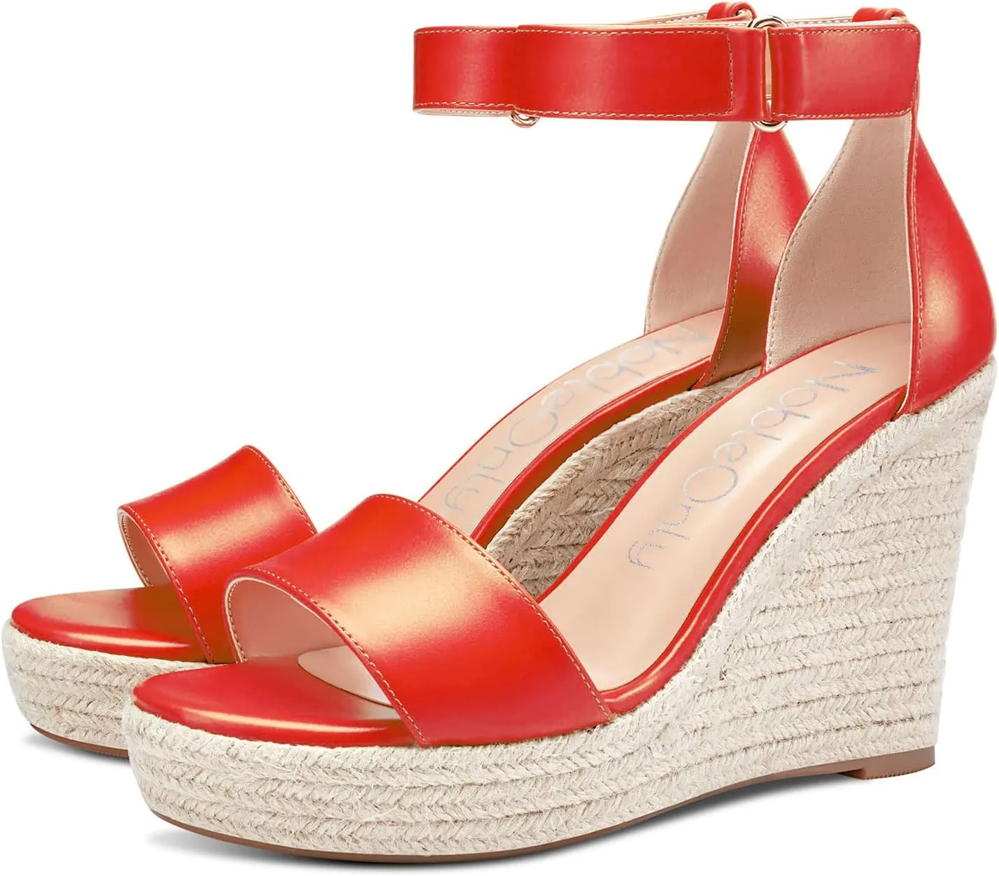 NobleOnly Womens High Heels Platform Wedge Sandals Ankle-Strap Peep-Toe Sandal Plus Shoes 10CM Heel