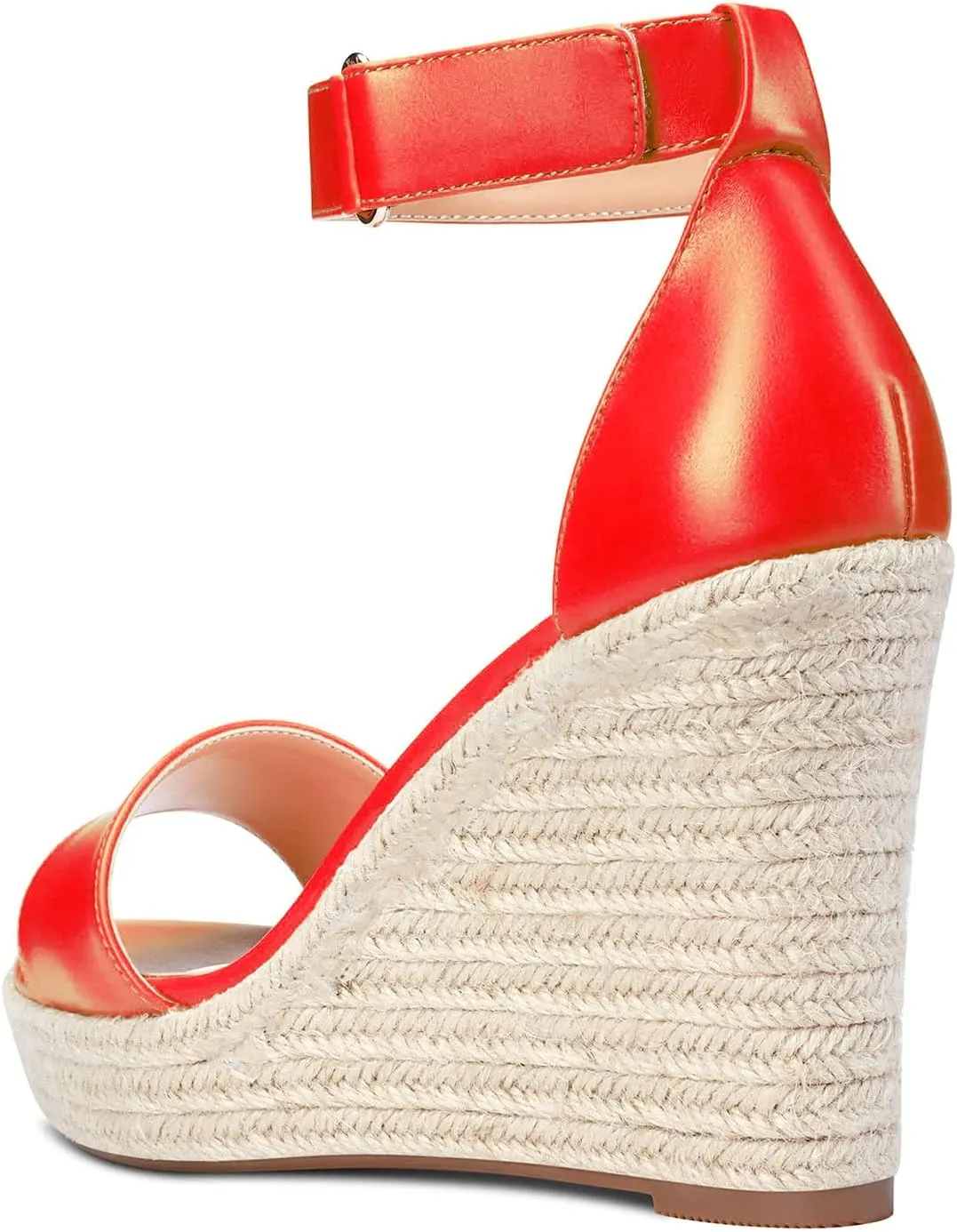 NobleOnly Womens High Heels Platform Wedge Sandals Ankle-Strap Peep-Toe Sandal Plus Shoes 10CM Heel