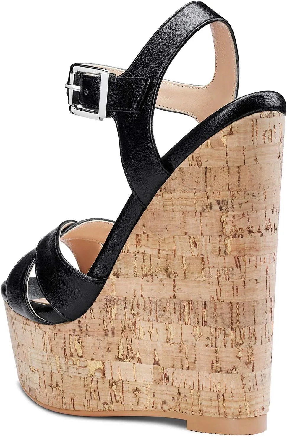 NobleOnly Women's Wedge High Heels Platform Ankle Strap Sandals Open Toe Slingback Basic Office Sandal 6" Heel Shoes