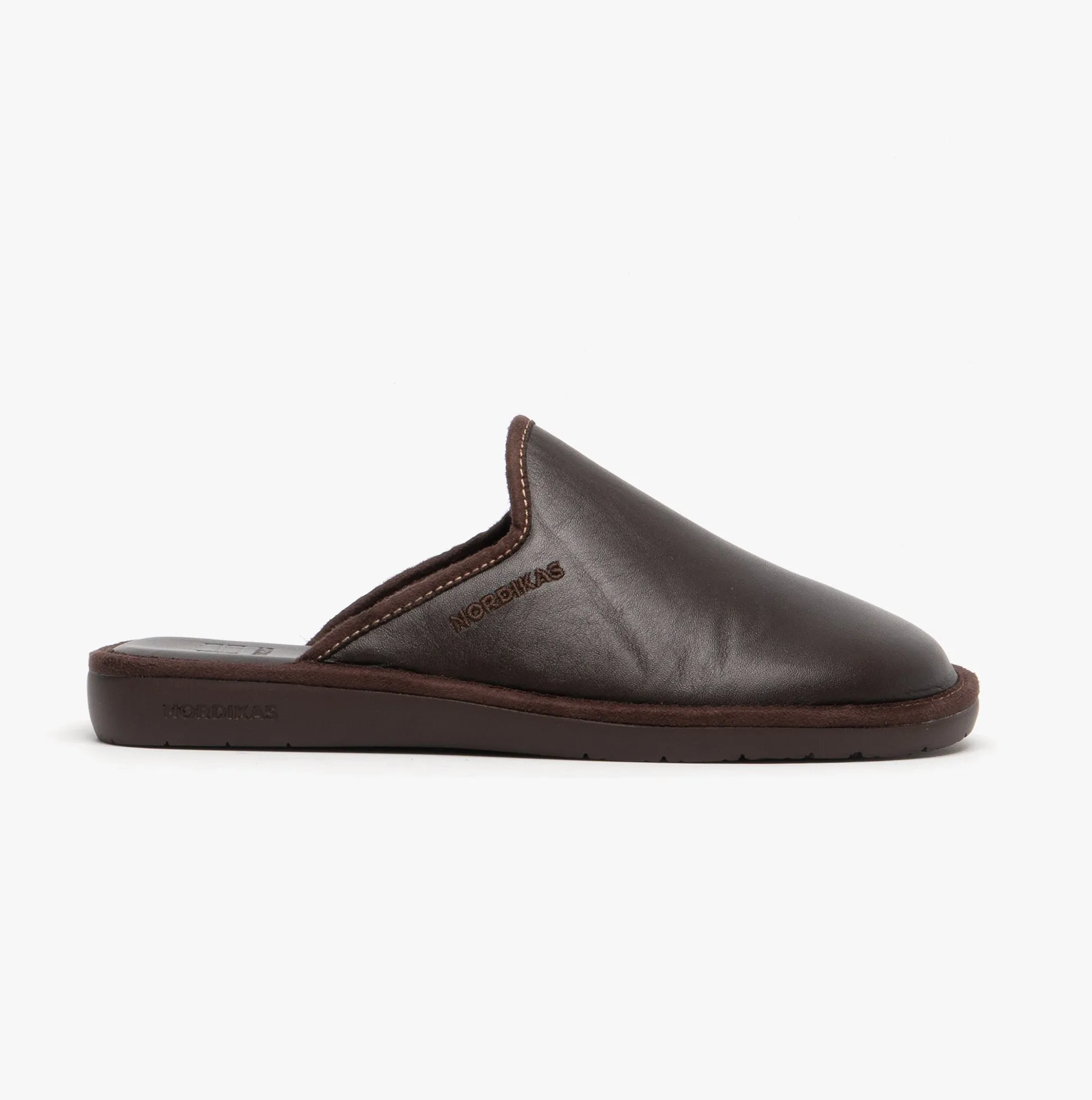 Nordikas 136 (DUBLIN) Mens Leather Mule Slippers Moka