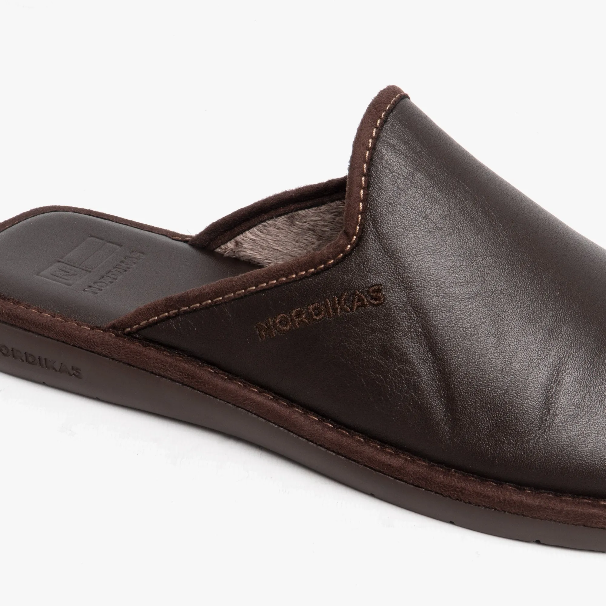 Nordikas 136 (DUBLIN) Mens Leather Mule Slippers Moka