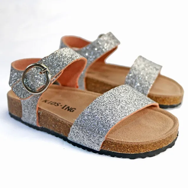 Only available now Summer Flexible Kids New Sandals Giltter