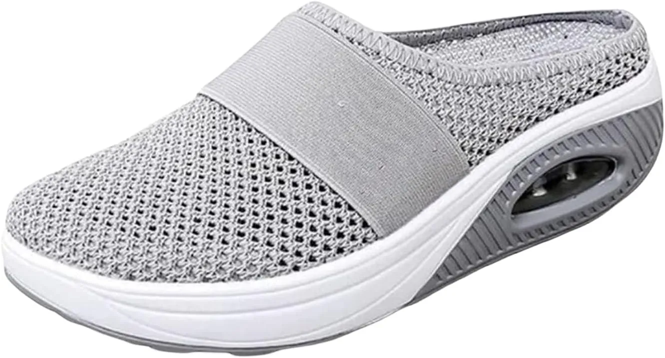 Orthopedic Shoes for Women Diabetic Slip-on Shoes Air Cushion Walking Shoe Mesh Knitted Slippers Sneakers with Arch Support