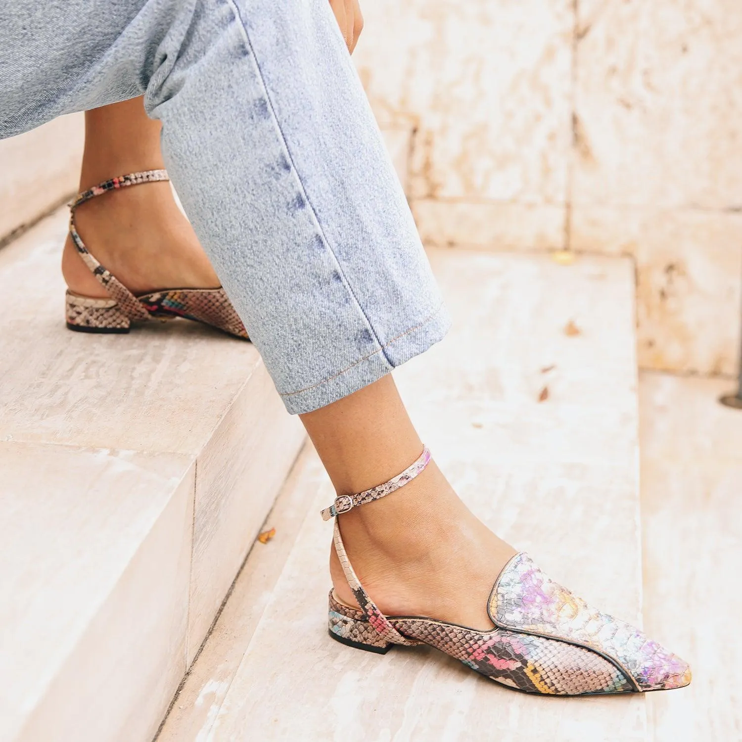 Painted Snake Pointed Loafer   Marilyn Strap