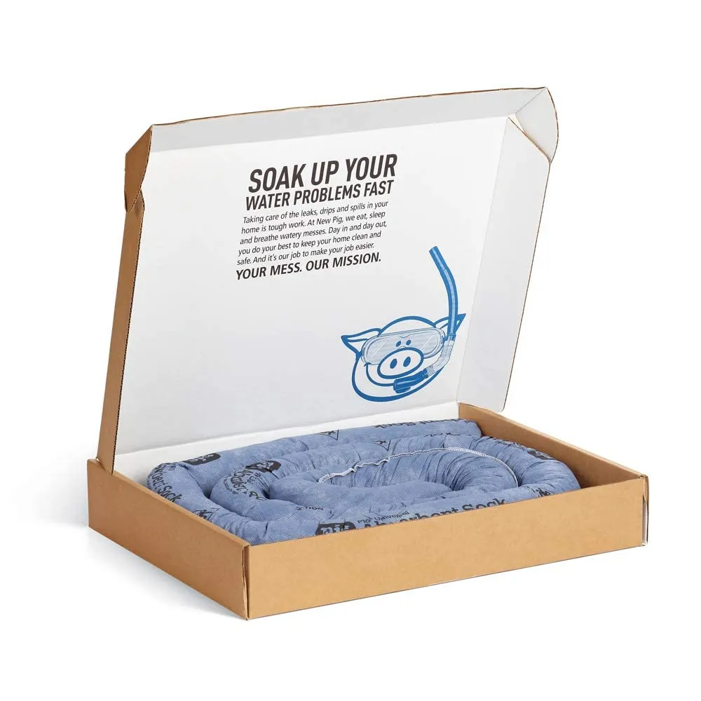 PIG Mildew-Resistant Absorbent Sock - Water Absorbing Snake - 3" x 48" - 1-Gal Absorbency - Pack of 2 - PM50070