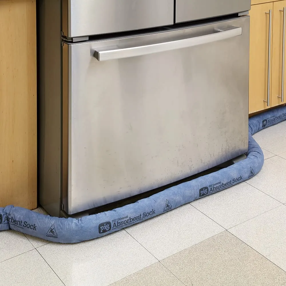 PIG Mildew-Resistant Absorbent Sock - Water Absorbing Snake - 3" x 48" - 1-Gal Absorbency - Pack of 2 - PM50070