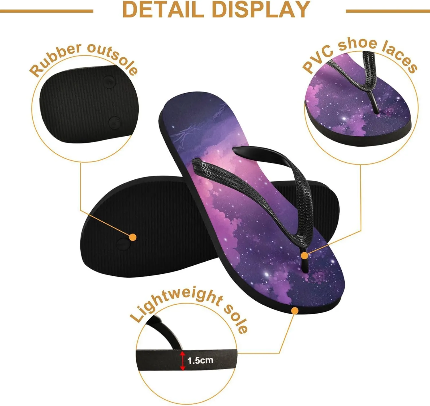 Pink Nebula Stars Flip Flop Sandal Men's and Women's Summer Sandal | Beach & Water Shoes（986）