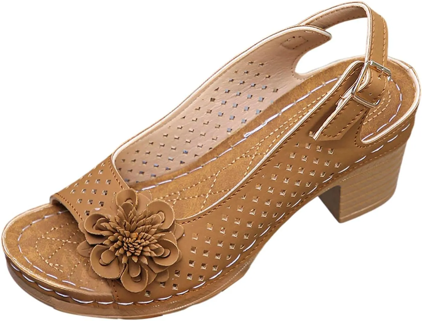 Platform Sandals Open Toe Hollow Out Mesh Shoes Fashion 3D Floral Sandal Retro Bohemian Wedge Slippers Casual Wedding Women Shoes Comfort Adjustable Strap Sandals Chunky Heel Sandal