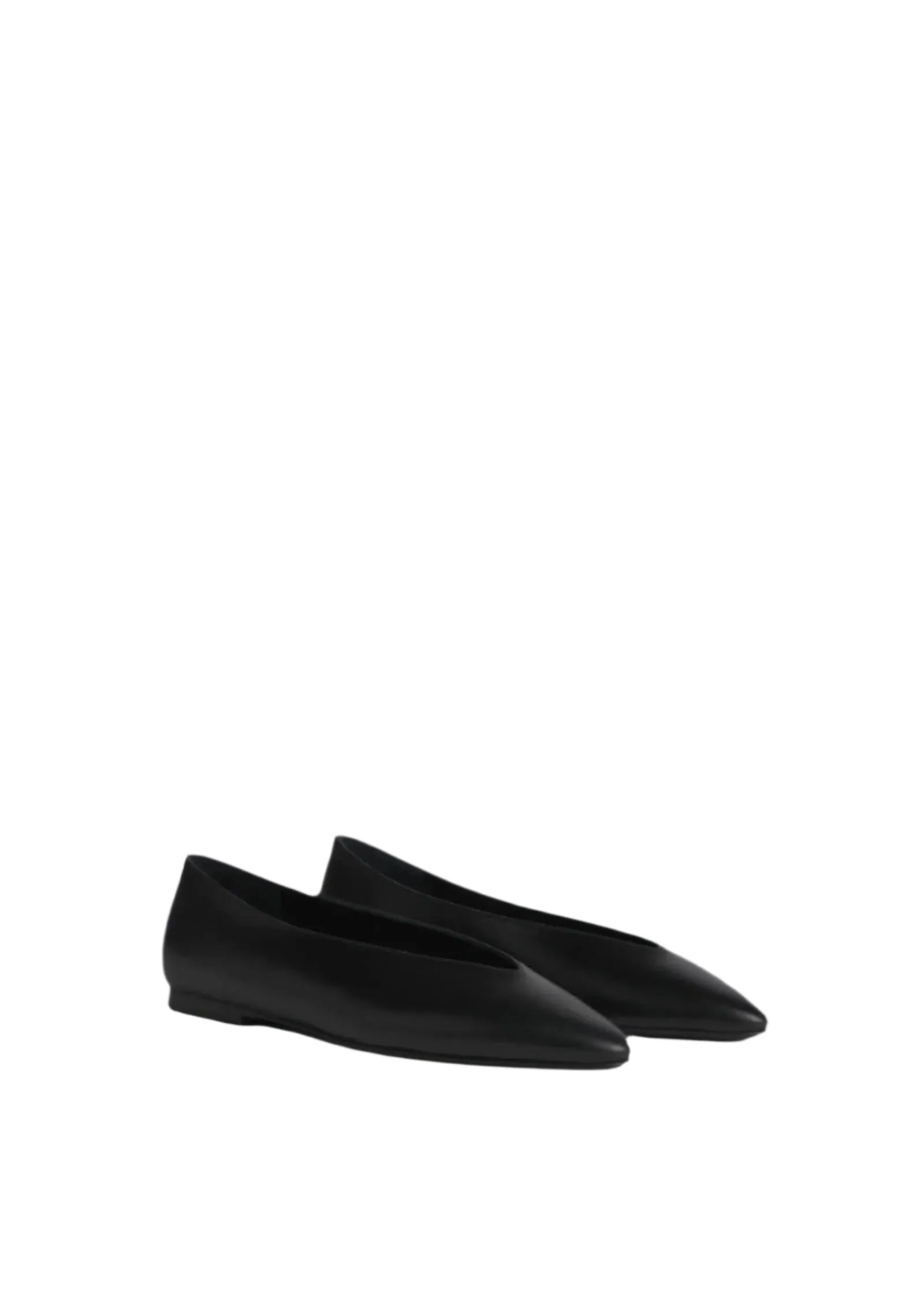 Pointed Ballerina Flat in Calfskin - Black