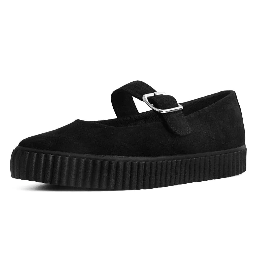 Pointed Mary Jane Sneaker Black Vegan Suede