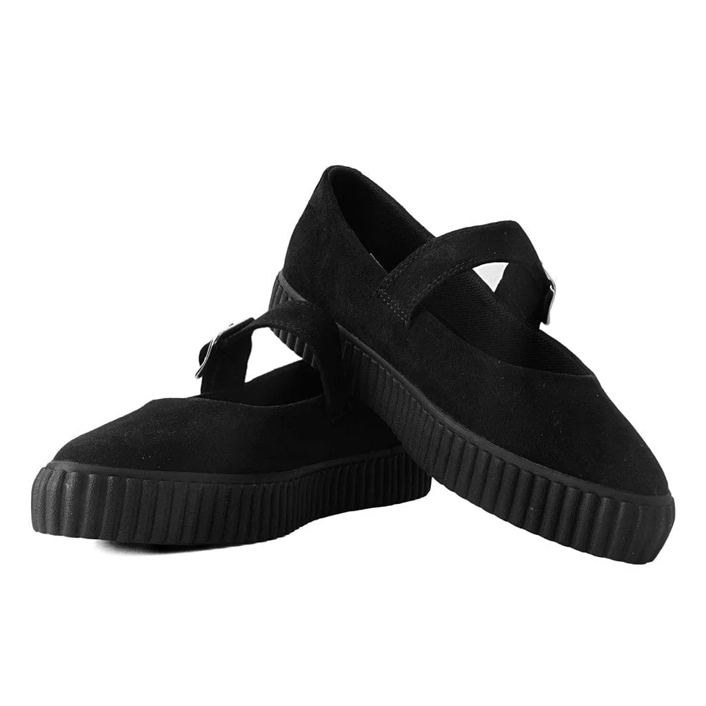 Pointed Mary Jane Sneaker Black Vegan Suede