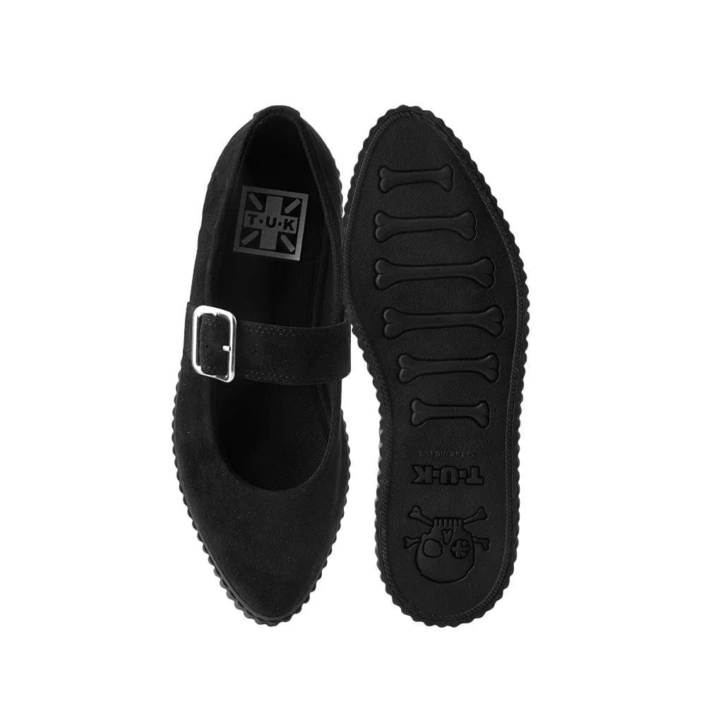 Pointed Mary Jane Sneaker Black Vegan Suede