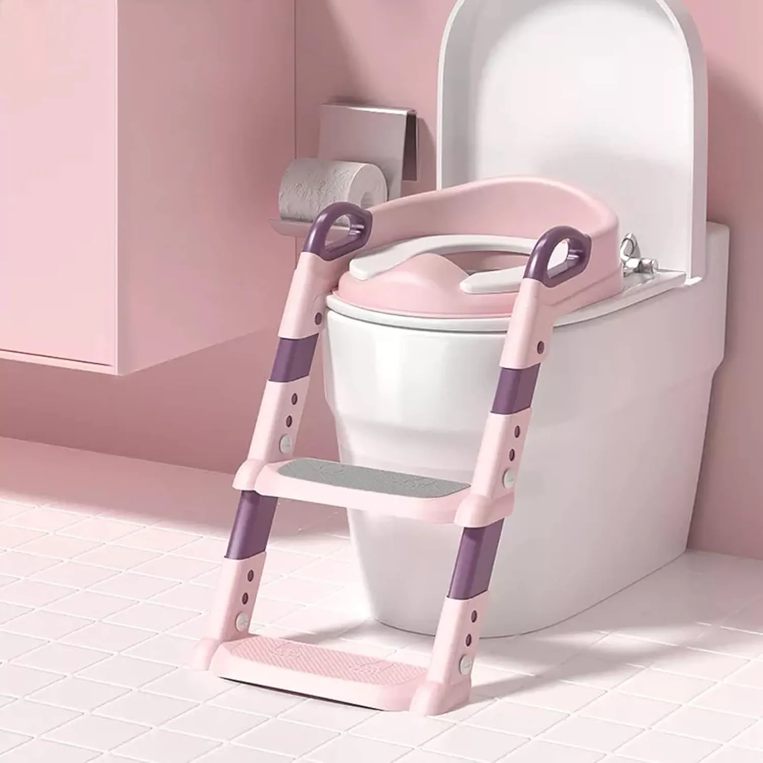 Potty Training Seat with Step Stool Ladder,Potty Training Toilet for Kids Boys Girls,Comfortable Built in Non-Slip Steps Soft Pad
