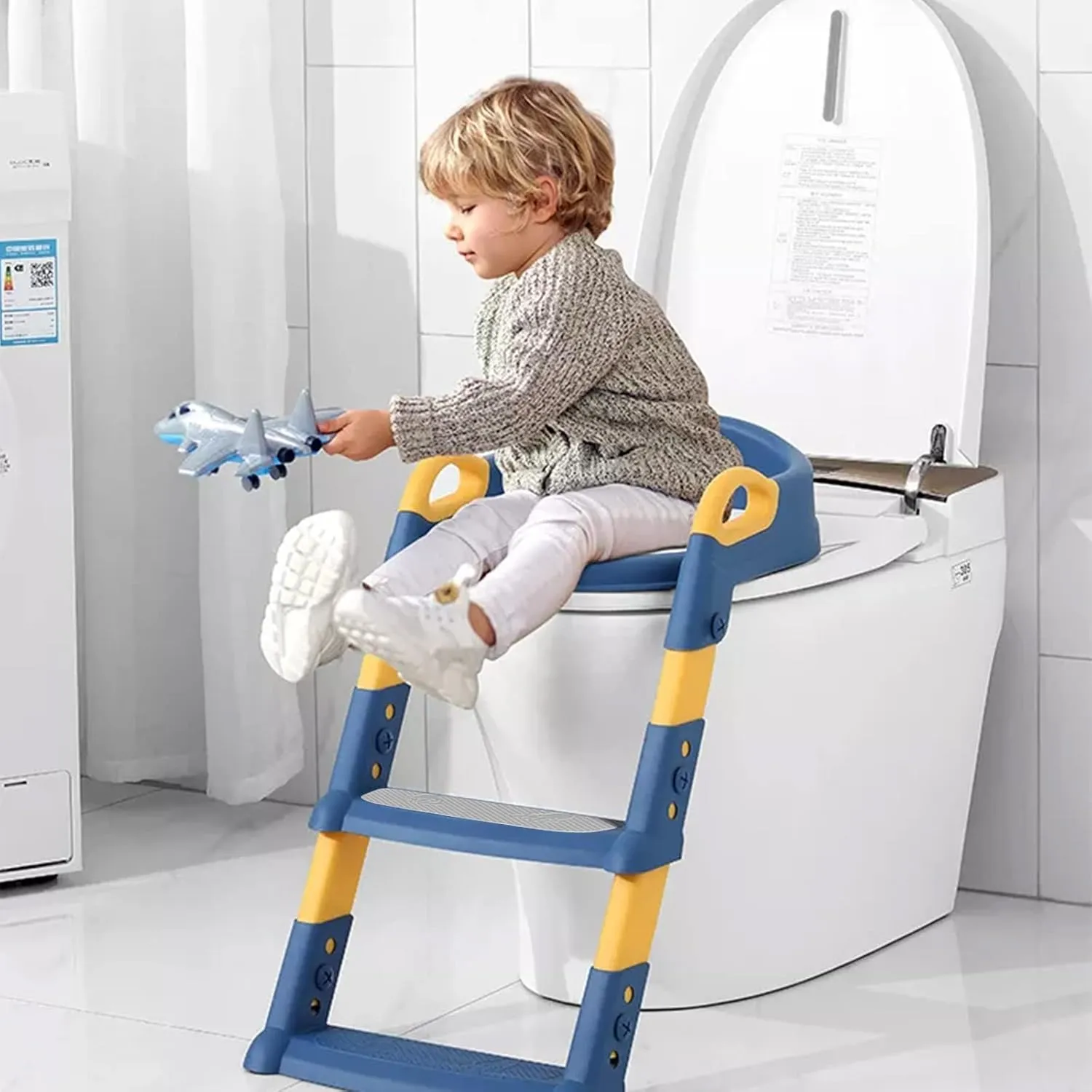 Potty Training Seat with Step Stool Ladder,Potty Training Toilet for Kids Boys Girls,Comfortable Built in Non-Slip Steps Soft Pad