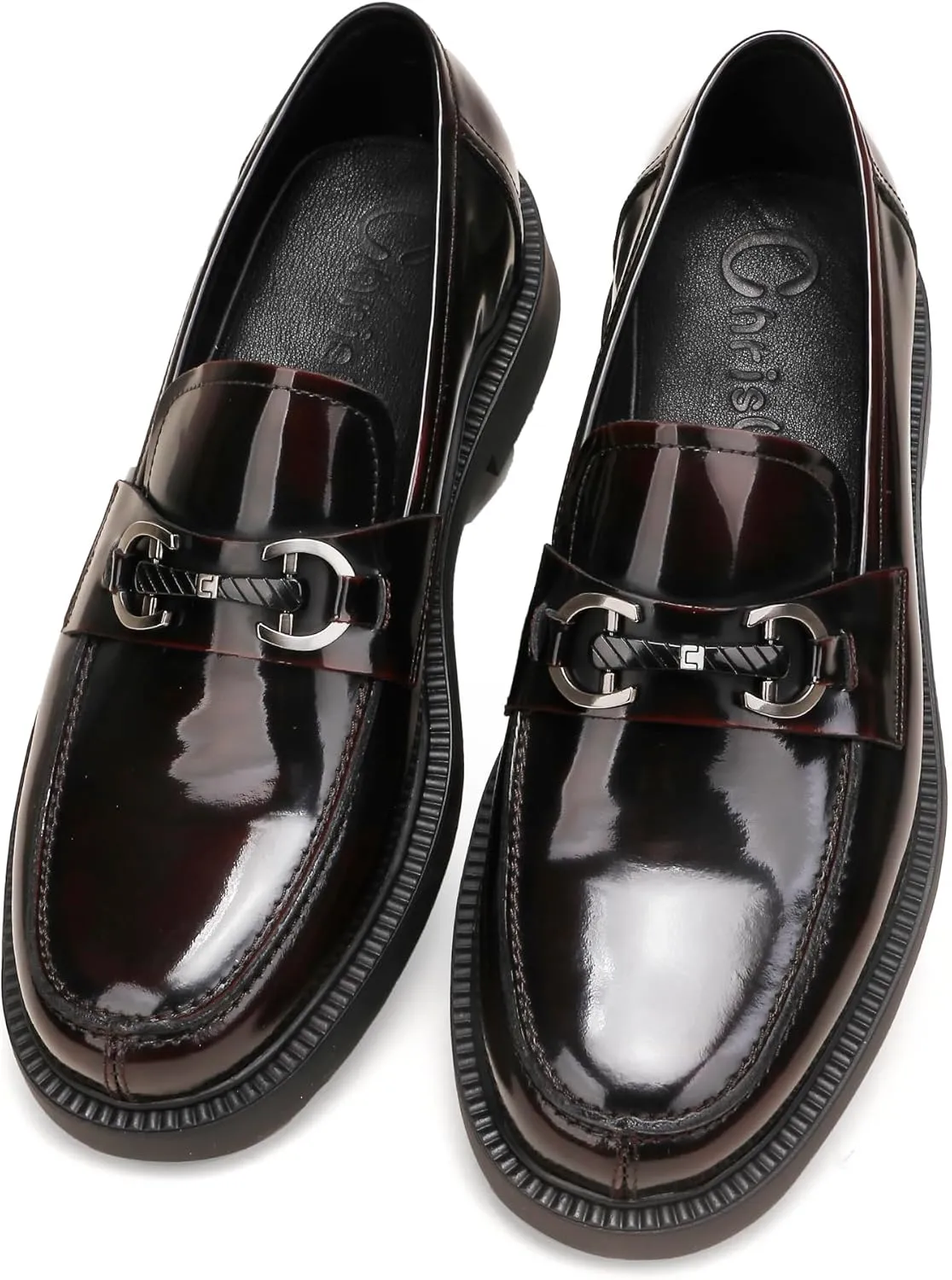 Premium Mens Leather Dress Shoes, Classic Casual Business Buckle Dress Slip on Penny Loafer for Mens
