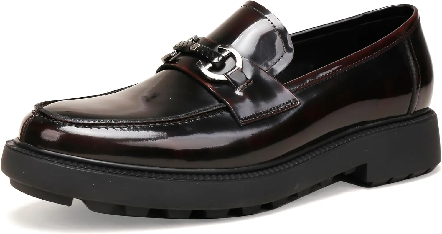 Premium Mens Leather Dress Shoes, Classic Casual Business Buckle Dress Slip on Penny Loafer for Mens