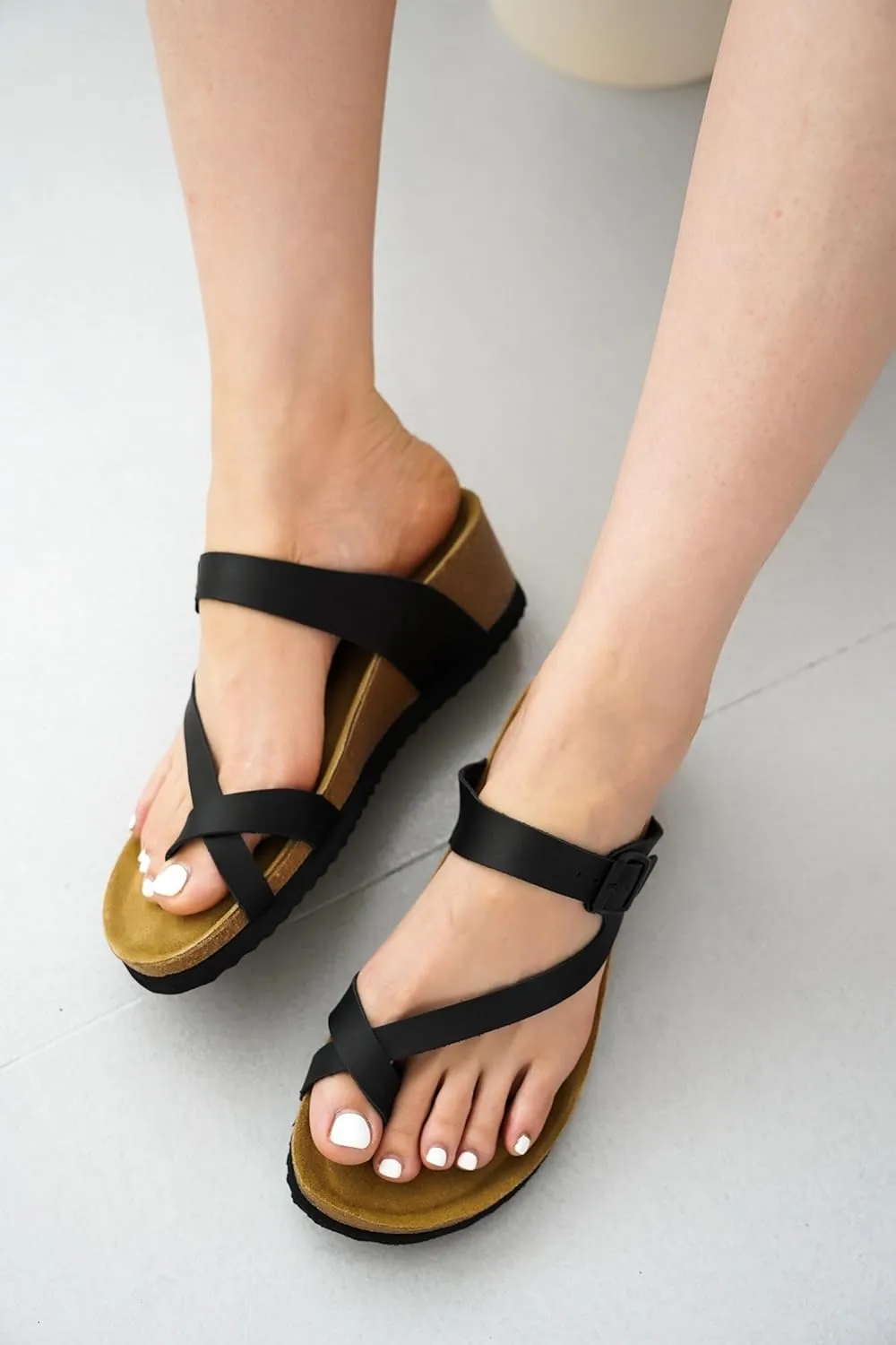 Project Cloud Genuine Leather Womens Sandals Wedge - Wedge Sandals & Slippers - Memory Foam Women Footwear Beach Essentials, Non-Slip Sandals for Women 2025