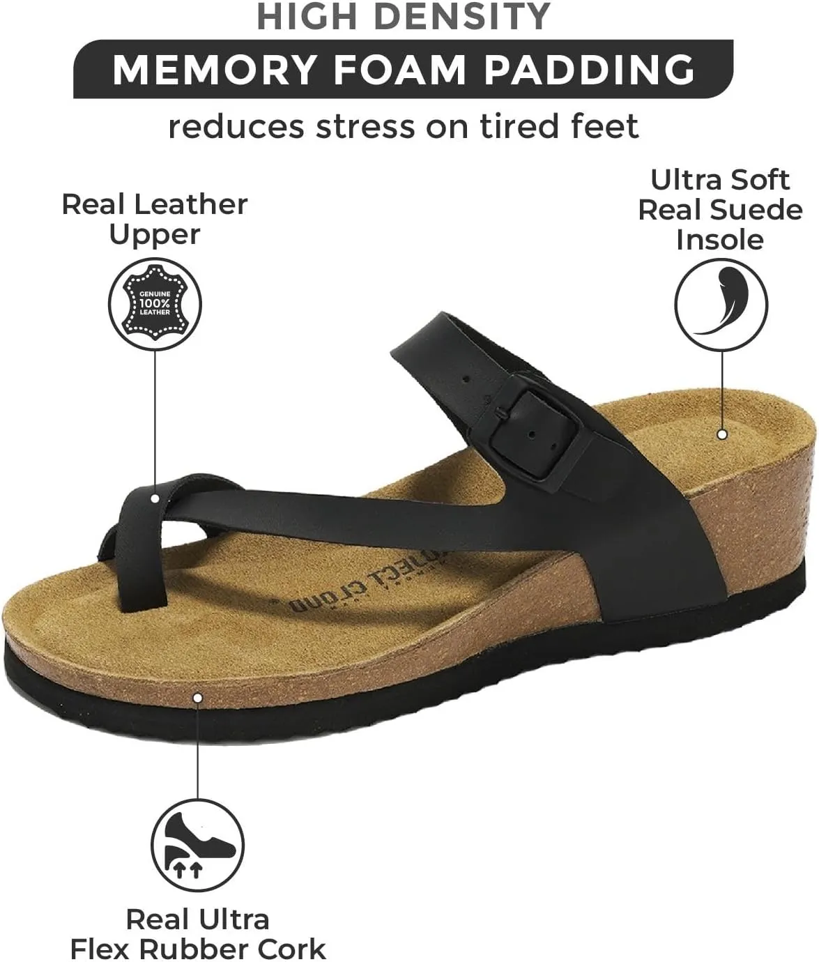 Project Cloud Genuine Leather Womens Sandals Wedge - Wedge Sandals & Slippers - Memory Foam Women Footwear Beach Essentials, Non-Slip Sandals for Women 2025