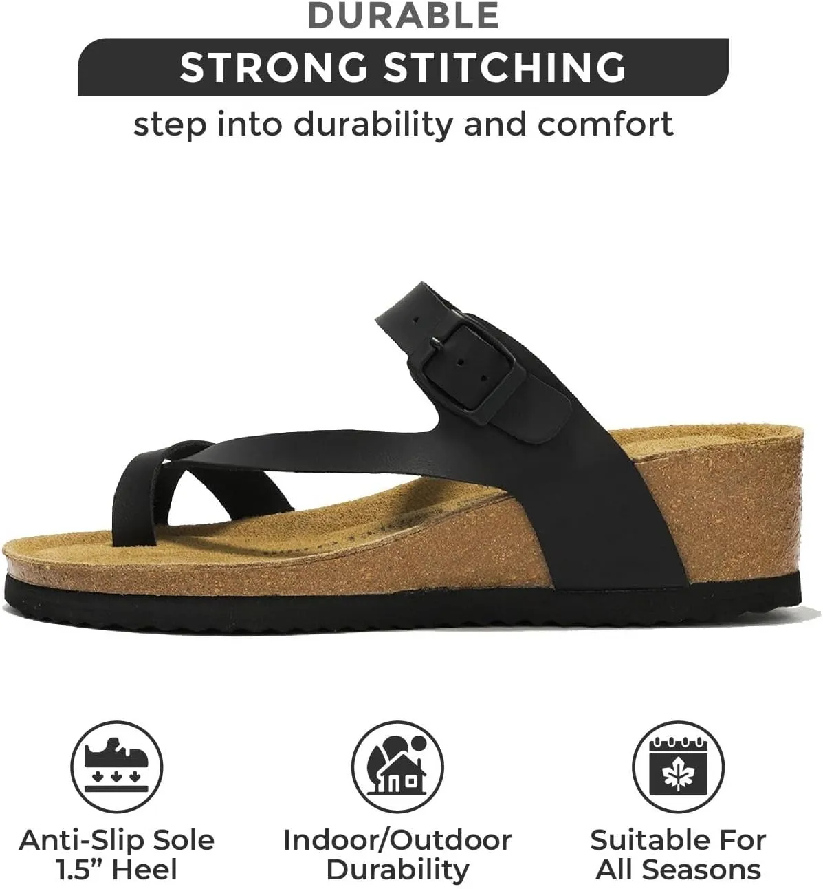 Project Cloud Genuine Leather Womens Sandals Wedge - Wedge Sandals & Slippers - Memory Foam Women Footwear Beach Essentials, Non-Slip Sandals for Women 2025