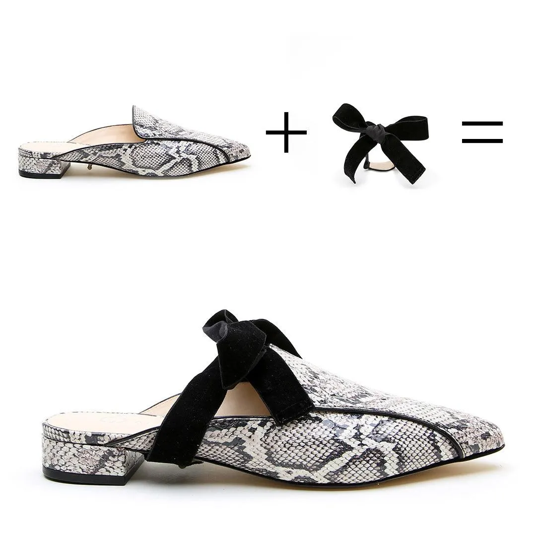 Python Pointed Loafer   Black Velvet Marie Strap
