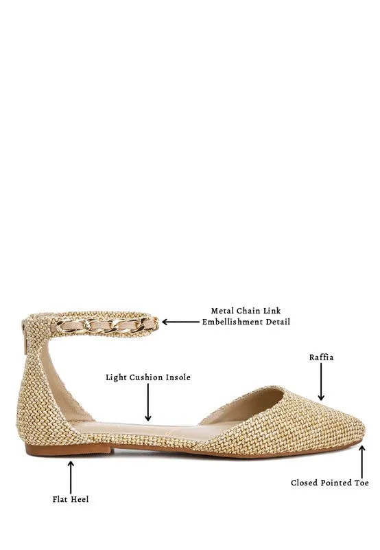 Raffia Chain Flat Sandals