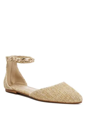 Raffia Chain Flat Sandals
