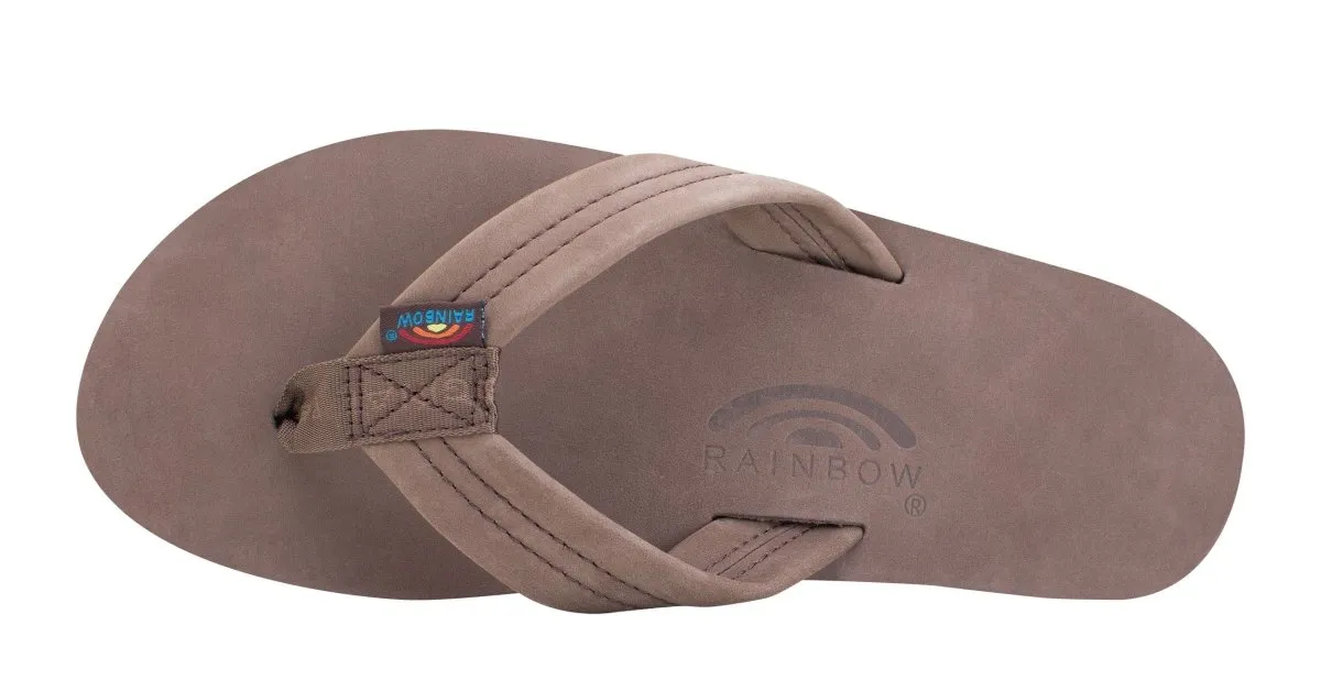 Rainbow Sandals Men's Leather Double Layer Wide Strap Espresso Flip Flop
