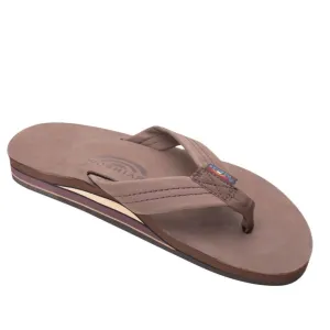 Rainbow Sandals Men's Leather Double Layer Wide Strap Espresso Flip Flop