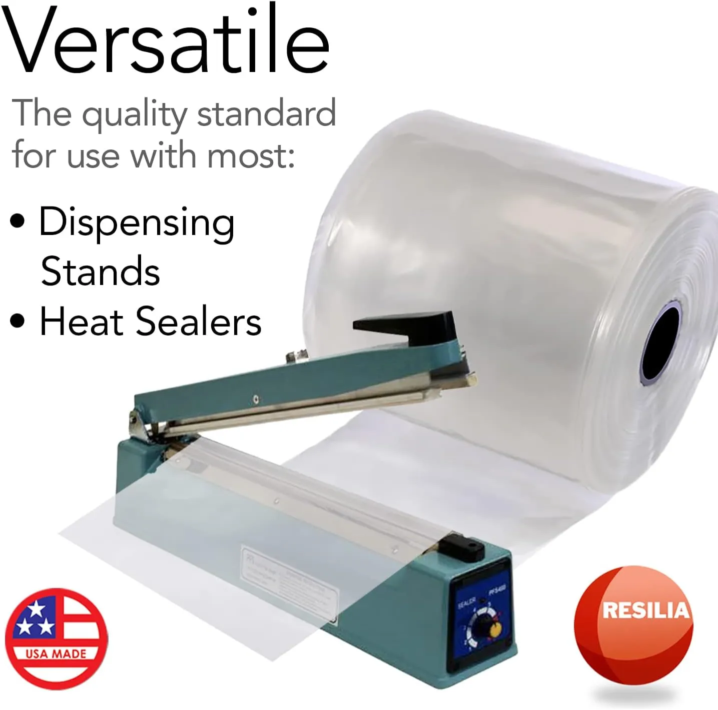 Resilia Lay Flat Poly Tubing - Food-Grade Polyethylene, Custom Poly Bag Packaging Solution, 7 Inches x 500 Feet, 4-Mil Thickness, 1 Roll