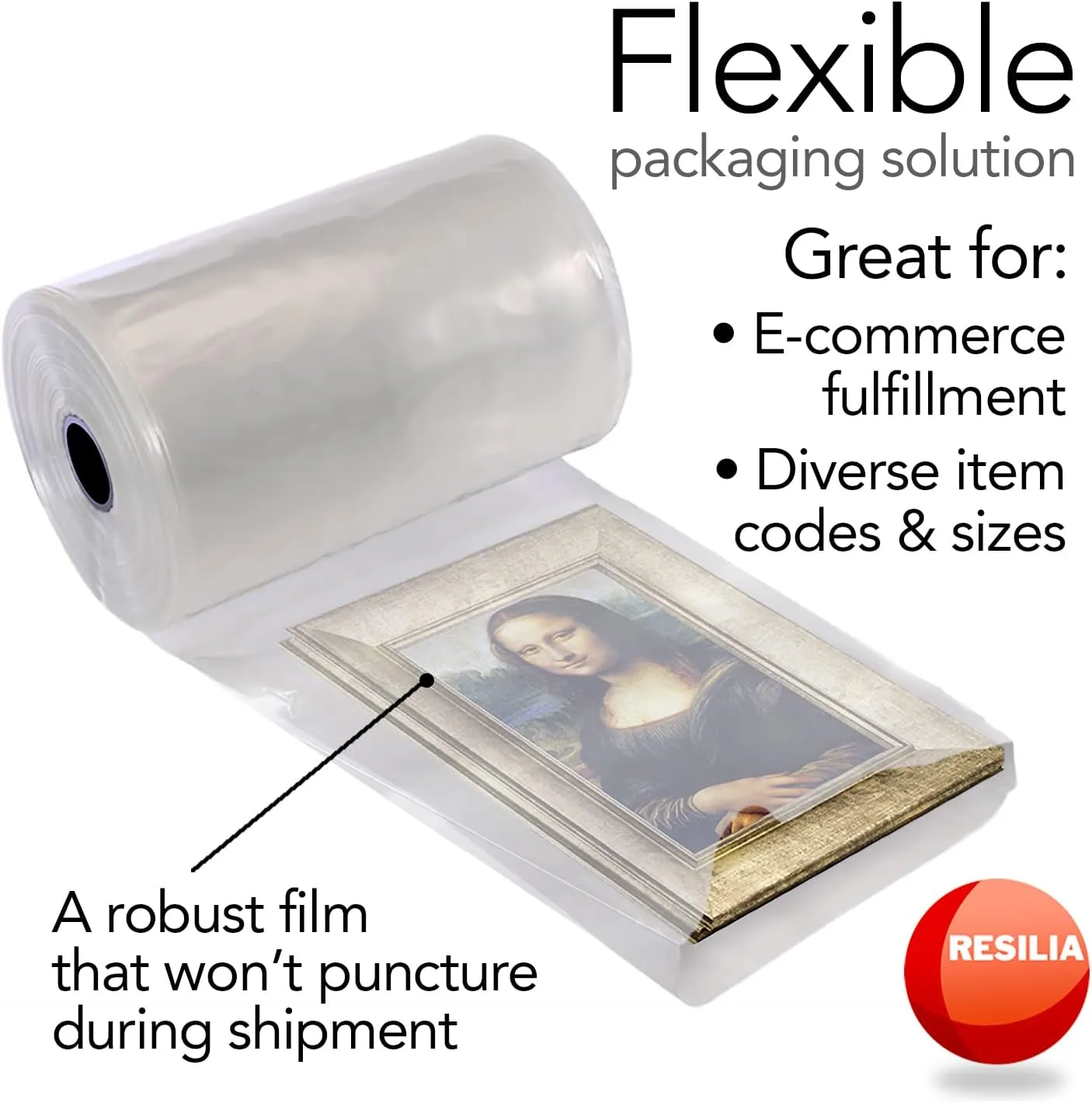Resilia Lay Flat Poly Tubing - Food-Grade Polyethylene, Custom Poly Bag Packaging Solution, 7 Inches x 500 Feet, 4-Mil Thickness, 1 Roll