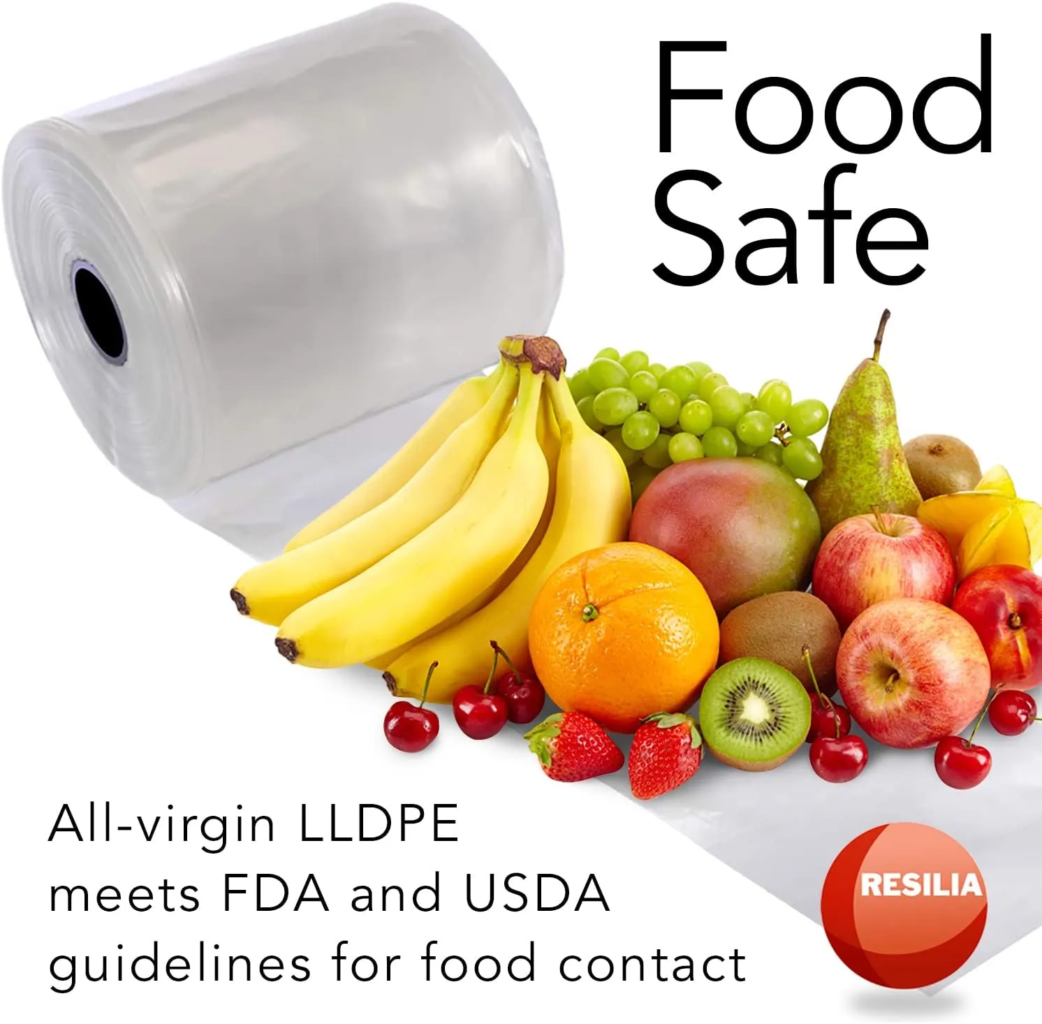 Resilia Lay Flat Poly Tubing - Food-Grade Polyethylene, Custom Poly Bag Packaging Solution, 7 Inches x 500 Feet, 4-Mil Thickness, 1 Roll