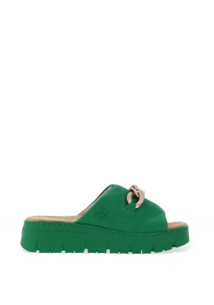Rieker Womens Soft Touch Chain Mule Sandals, Green