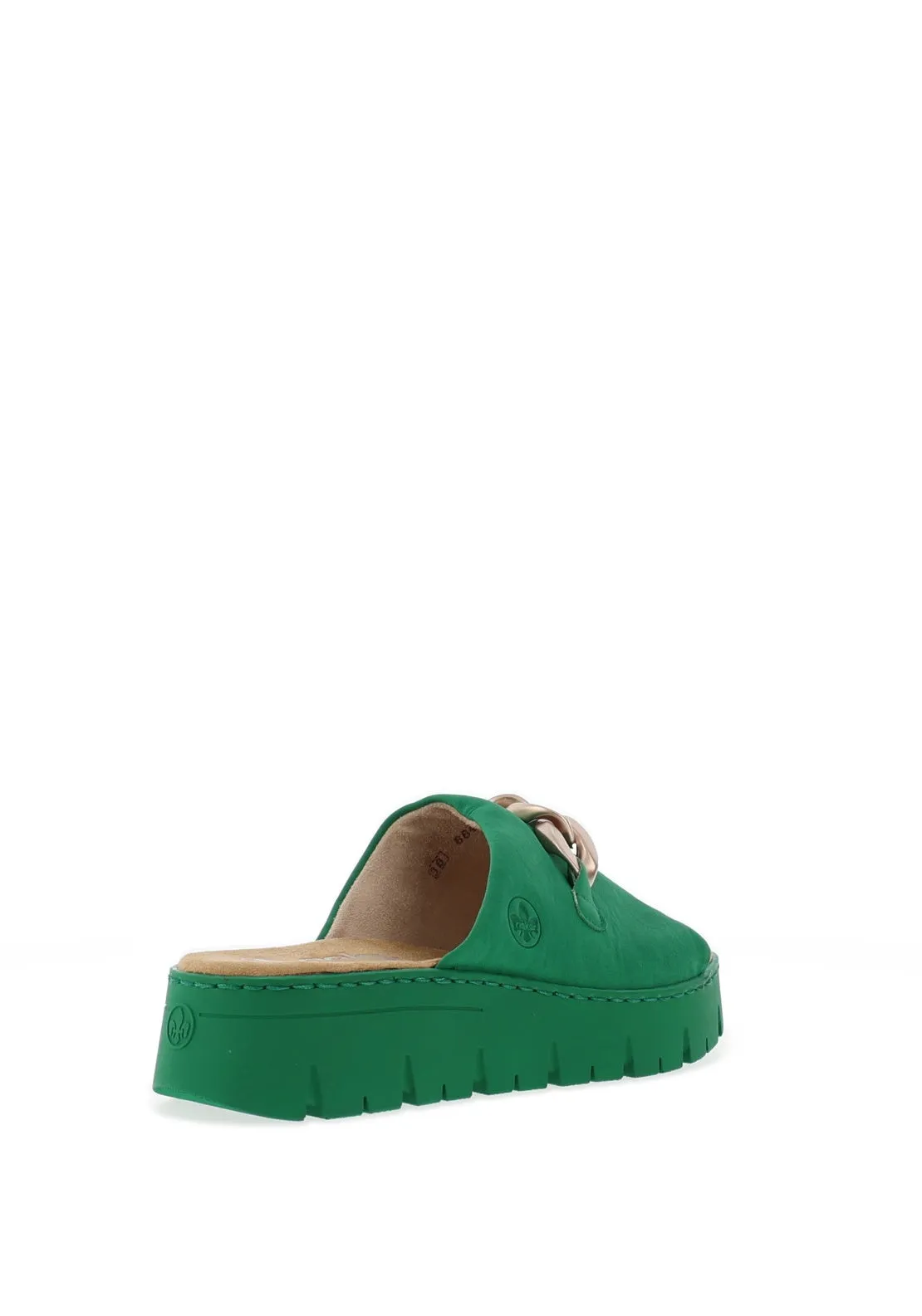 Rieker Womens Soft Touch Chain Mule Sandals, Green