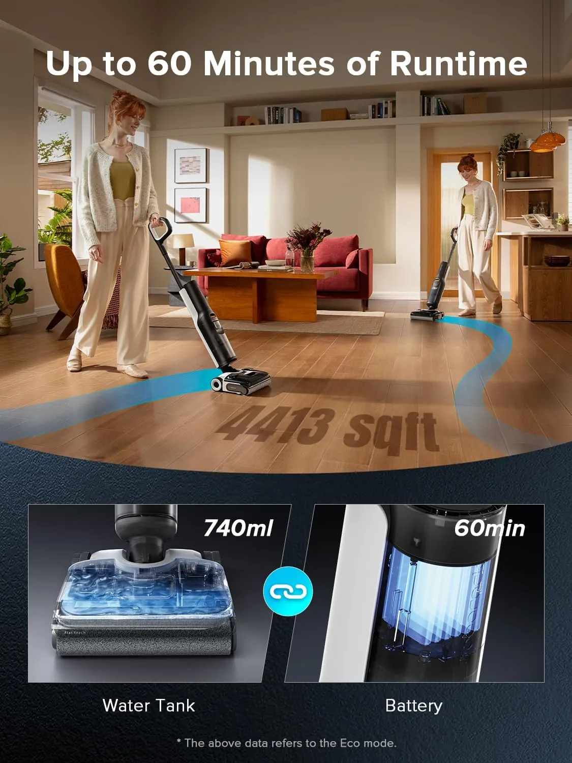 roborock F25 ACE Wet Dry Vacuum Cleaner, Cordless Vacuum Mop All in One for Hard Floor, 20000Pa Hardwood Floor Cleaner with Zero Tangle, 194°F Hot Air Flash Drying Electric Mop, 180° Lie Flat, WiFi