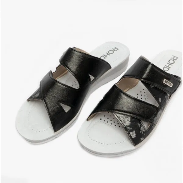 Rohde 1361 Womens Slip-On Mule Sandals Black