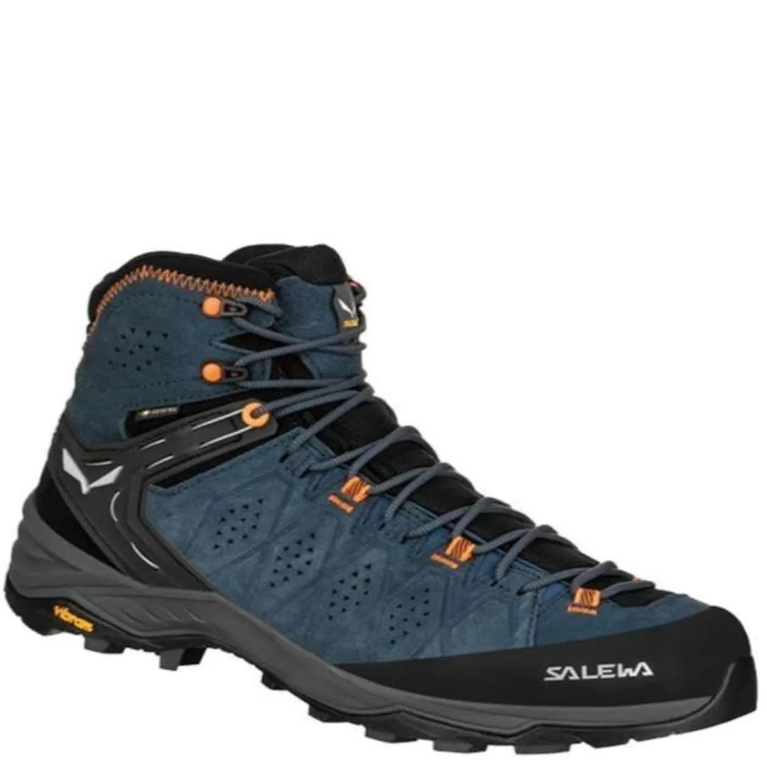 SALEWA MS ALP TRAINER 2 MID GTX SHOES(UK 9)-D.DENIM/FLU ORANGE