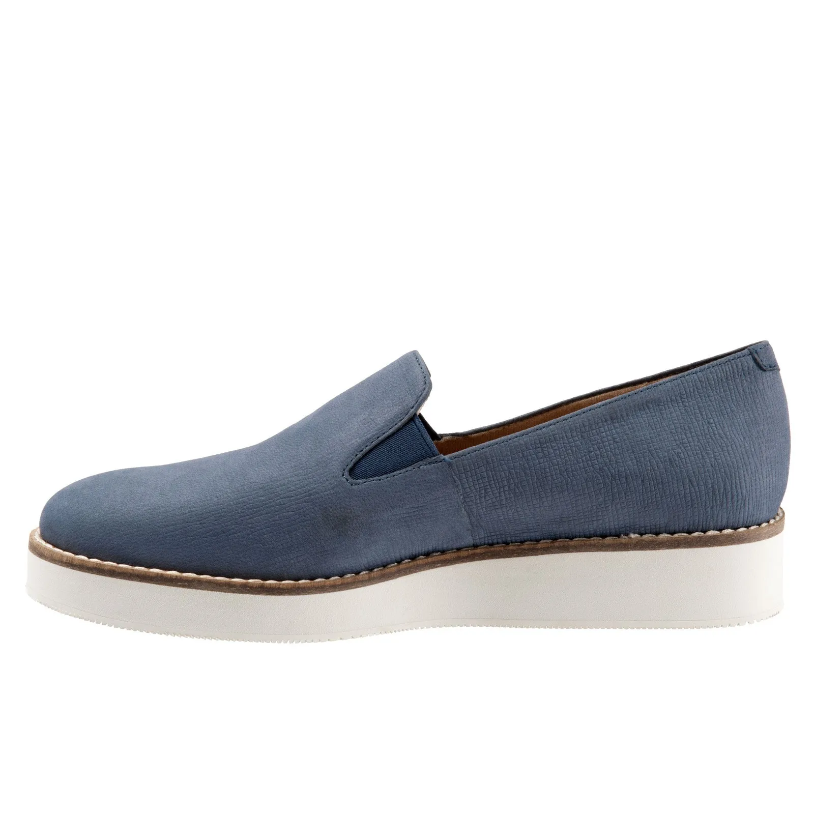 Softwalk Whistle S1810-421 Womens Blue Wide Leather Loafer Flats Shoes